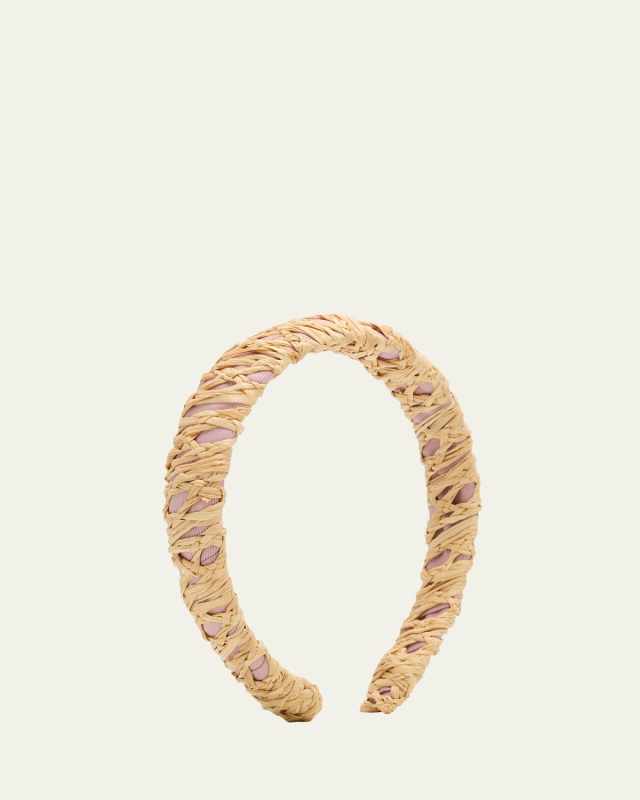 Emma Woven Straw & Grosgrain Headband